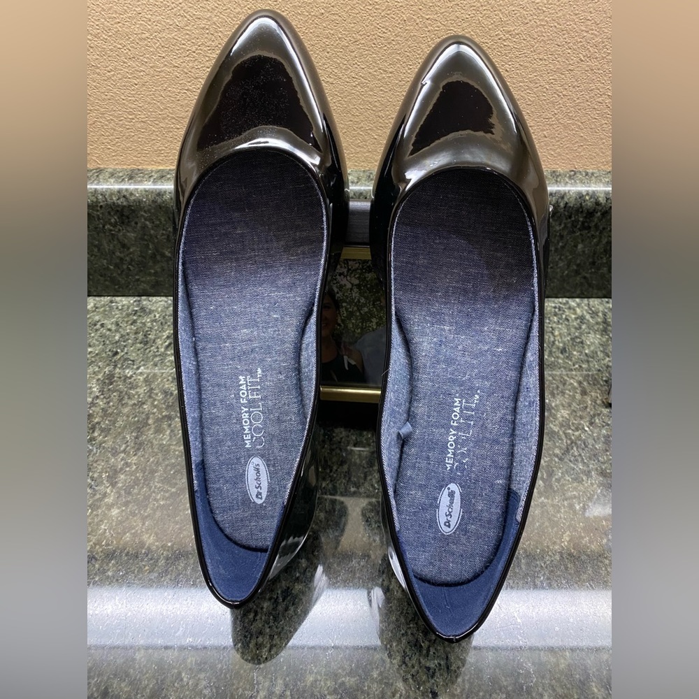 Dr. Scholl’s Black Patent Leather Ballet Flats, Pointed Toe